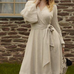 Eloquii Oatmeal Tie Waist Dress Sz 18